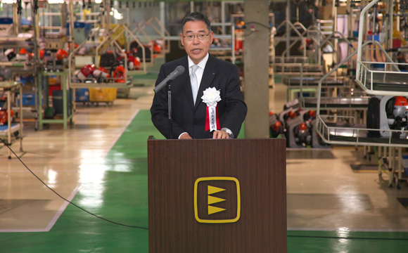 El Sr. Nagao, Presidente de Yamabiko, durante la celebración